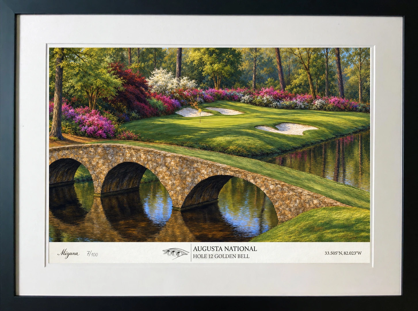 Framed Augusta National Hole 12, Golden Bell
