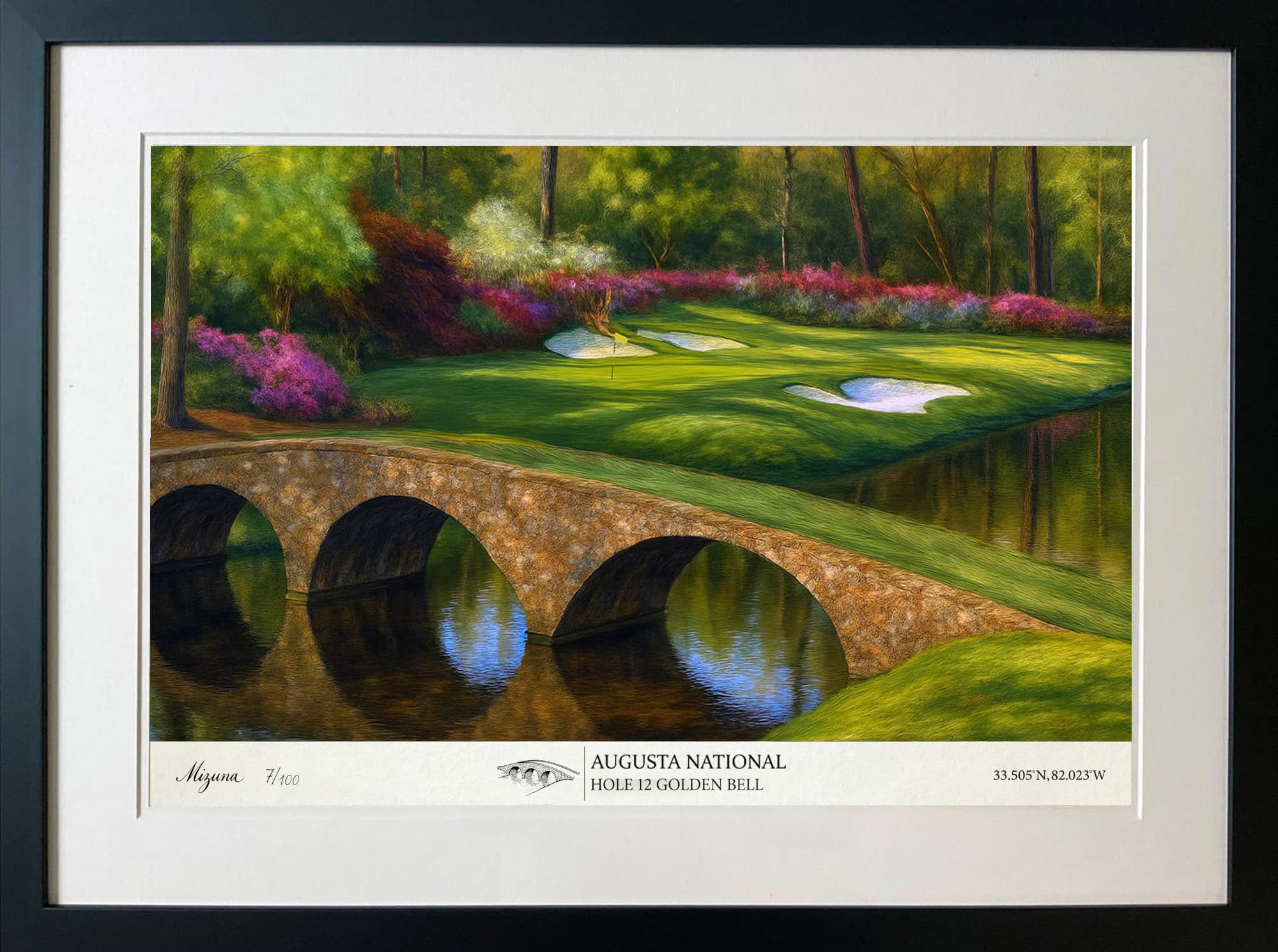 Framed Masters Augusta National signed limited edition shown in full
