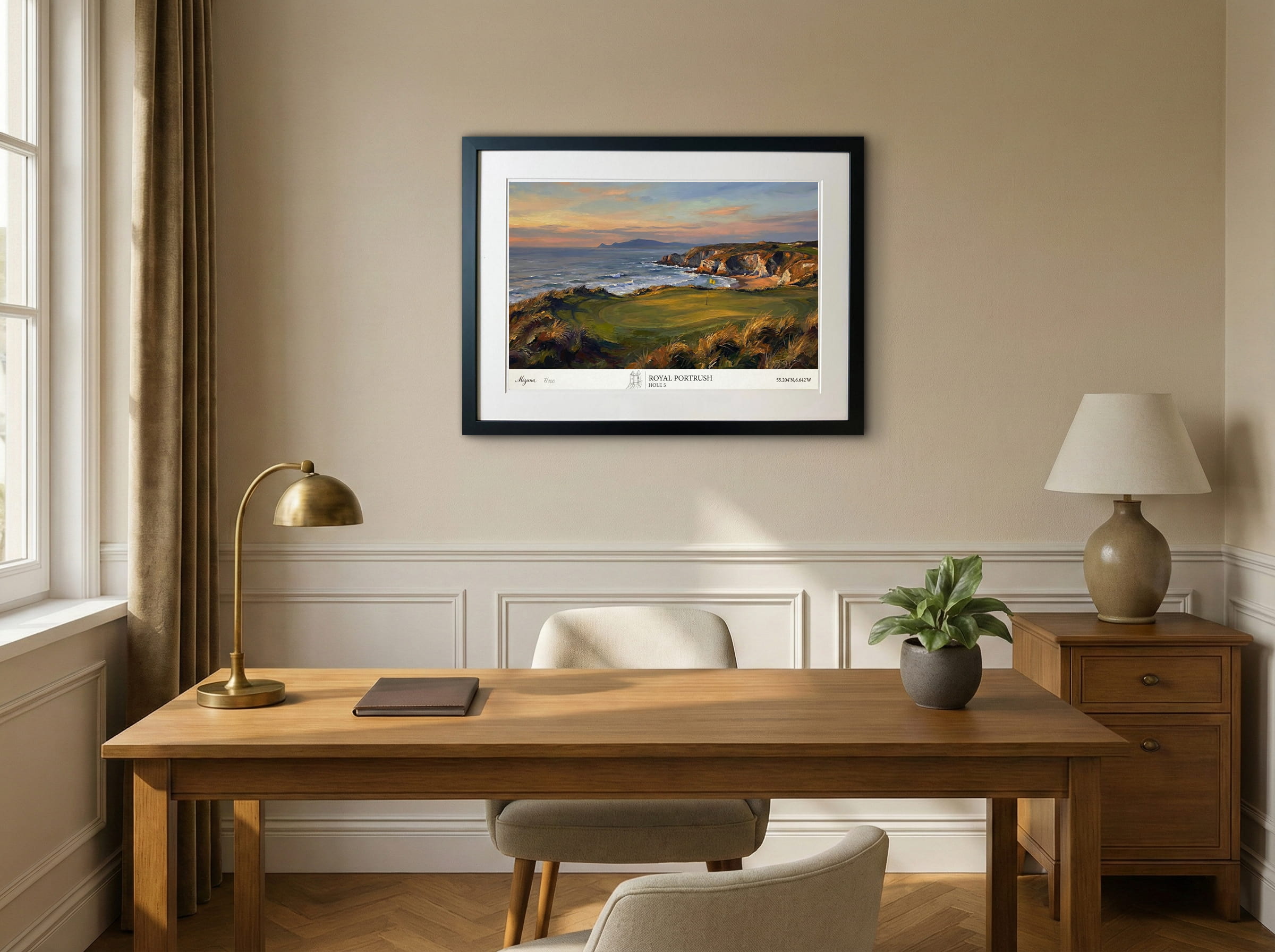 Royal Portrush Hole 5, White Rocks shown in a room